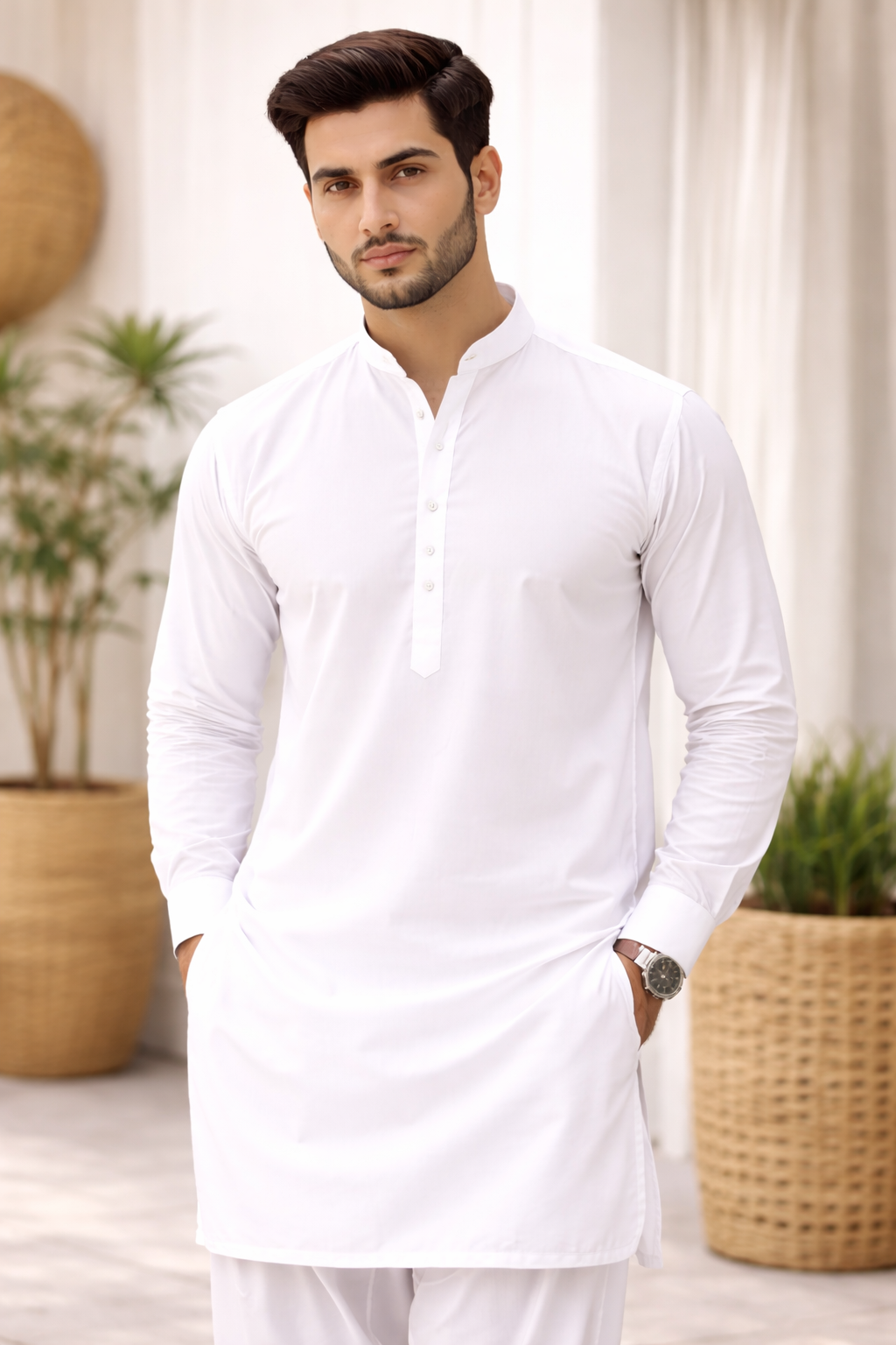 Premium White Cotton Unstitched Suit – Rozana Pehnay ke Liye Behtareen Choice