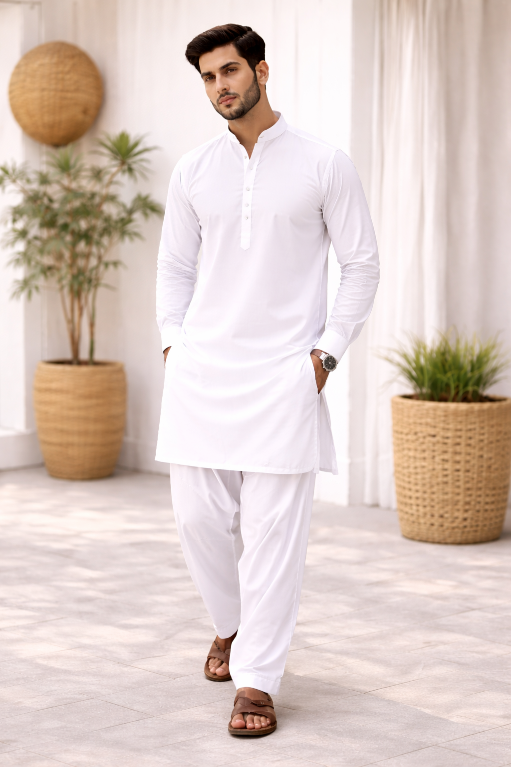 Premium White Cotton Unstitched Suit – Rozana Pehnay ke Liye Behtareen Choice
